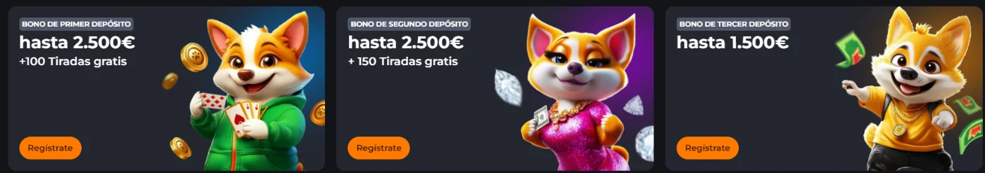 CorgiBet bonos de bienvenida con recompensas por los tres primeros depósitos