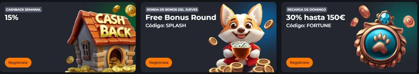 CorgiBet promociones con cashback semanal, ronda de bonos y recarga de domingo